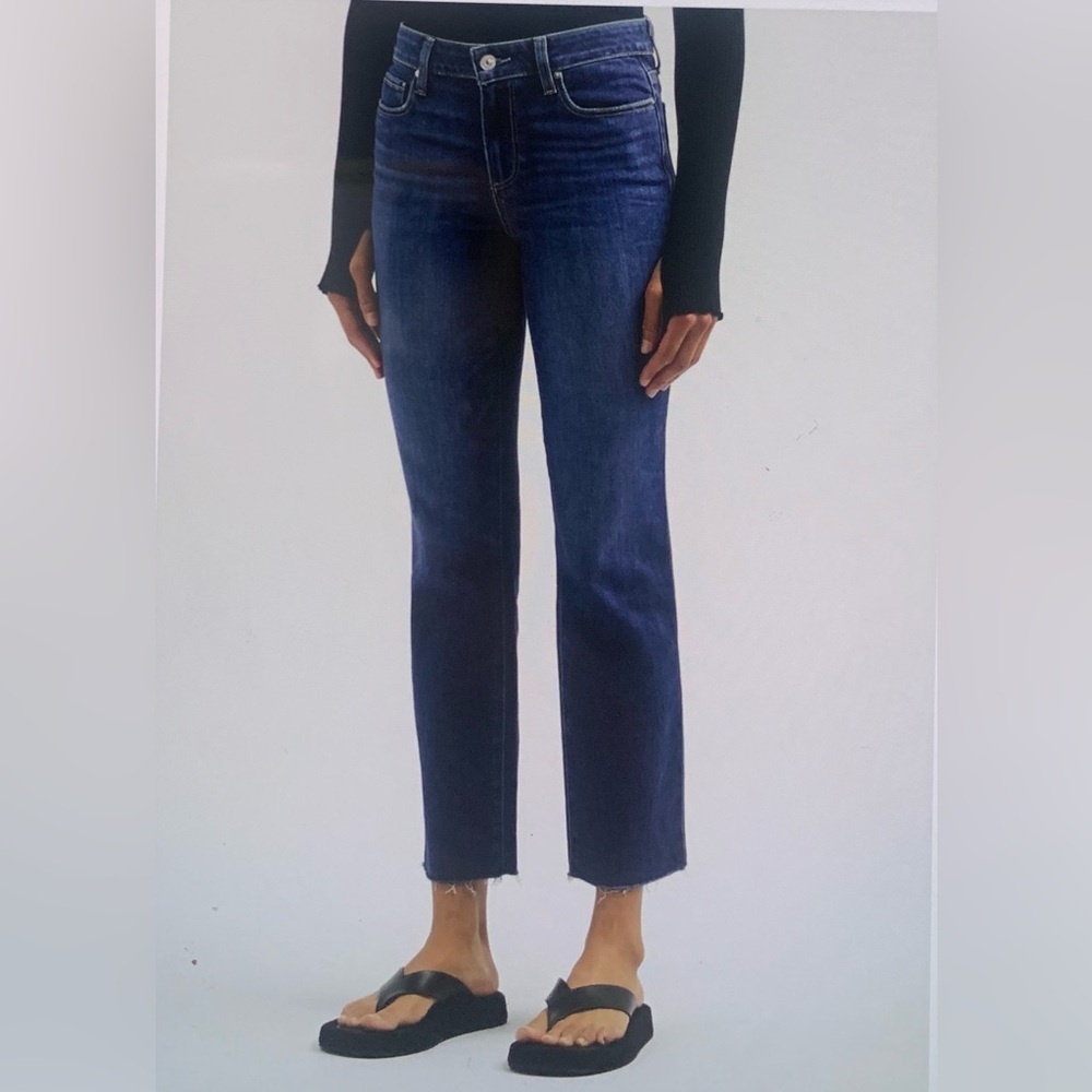 PAIGE Women Dark Denim Blue Amber Crop Slim Leg, Stretch Jeans Sz 30 NWOT